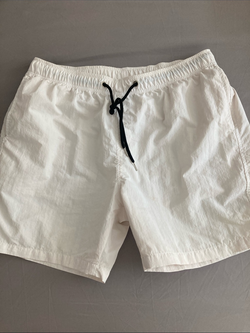 SHEIN White Athletic Shorts with Black Drawstring